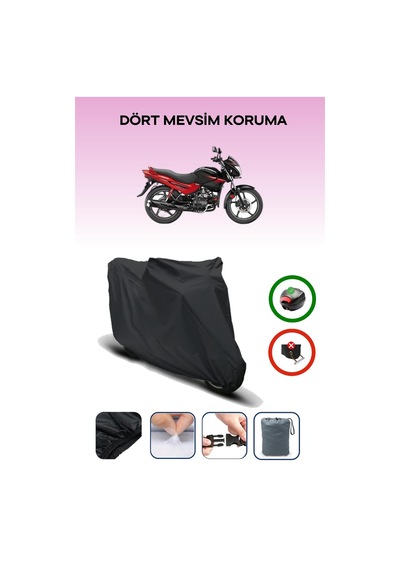 Siyah Arka Çanta Uyumlu Hero Glamour Uyumlu Motosiklet Brandası Motor Örtüsü
