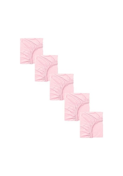 5 Adet 40 X 80 + 10 Cm Anne Yanı Lastikli Penye Kumaş Bebek Çarşafı-pembe