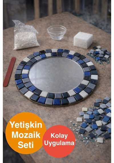 28x28cm Yuvarlak Pleksi Aynalı Yetişkin Mozaik Set Başlangıç Seviye