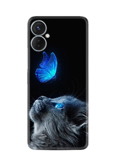 Tecno Spark 9 Pro Kılıf Resimli Desenli Silikon Platinium Series Butterfly Cat 1891