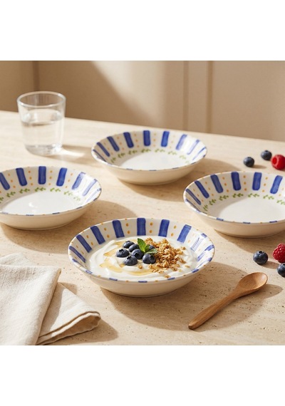 Güral Kayısı Desenli 20 Cm 4lü Çukur Tabak Seti Çok Renkli