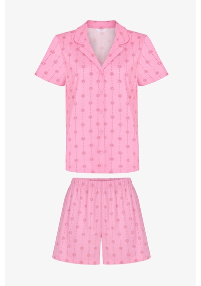 Penti Pembe Pink Stardust Pamuklu Gömlek Şortlu Pijama Takımı