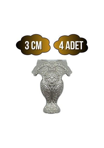 Lüx Metal Ayak Çeyiz Ve Hediye Kutusu Mobilya Ayağı 3cm Gümüş 4 Adet Gümüş