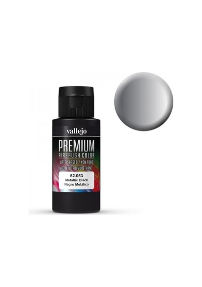 Vallejo 62053 60 Ml. Metallic Black, Pearl&metallics, Premium Rc Color Serisi Model Boyası Renkli
