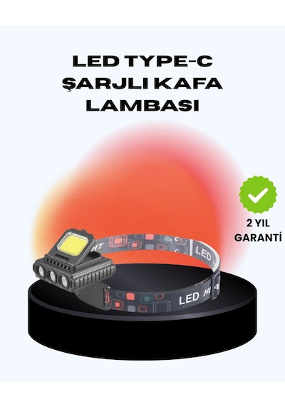 Mey İthalat Cob + Xpe Led Kafa Feneri 800 Lumen Usb Type C Şarjlı Çok Modlu Çok Renkli
