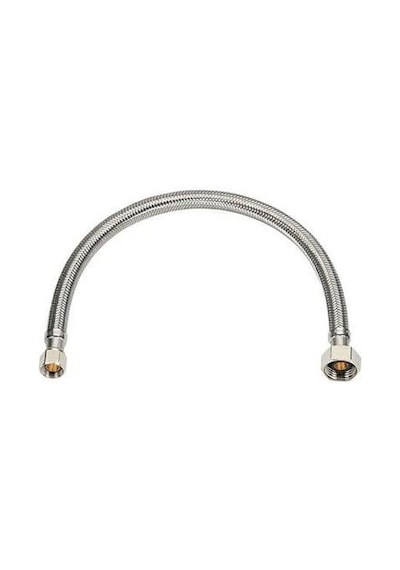 Çelik Bağlantı Spirali Nipelli Flex Hortumu 1/2-1/2 100cm Gri