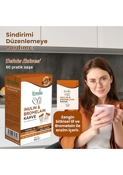 Fibrelle İnülin-bromelain Kahve  60 Adet 3gr Saşe 180g Diğer
