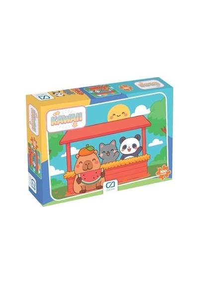 Kawaii Capybara Ve Dostları Temalı 100 Parça 34x24cm Çocuk Puzzle Yapboz Serisi