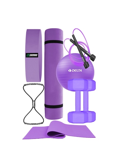 Tüm Vücut Fitnessı İçin İdeal Pilates Seti - Mindere, Dambıla Ve Daha Fazlasına Sahip Mor