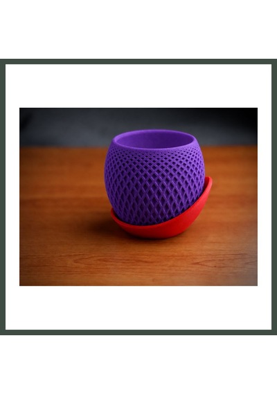 Bezos 3d Baskı Küre Saksı - Kafes Dokulu İki Parçalı Dekoratif Saksı - Mor-kırmızı Nhr Standart 15620314