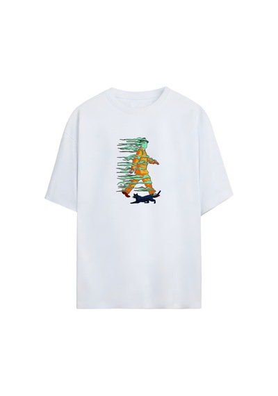 Noıssey Trash Man Tasarımlı Unisex Oversize T-shirt Beyaz