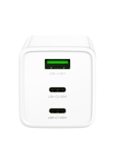 Recci Rc110e Type-c Pd & Usb-a Gan Teknolojili Qc3.0 Hızlı Ev Şarj Başlığı 100w Beyaz