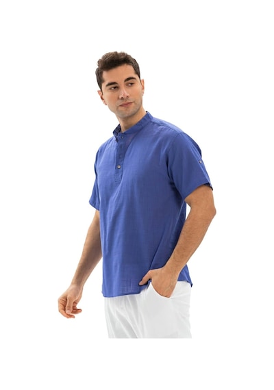 Kısa Kol Şile Bezi Bodrum Erkek T-shirt Saks 3050-saks Saks Mavi