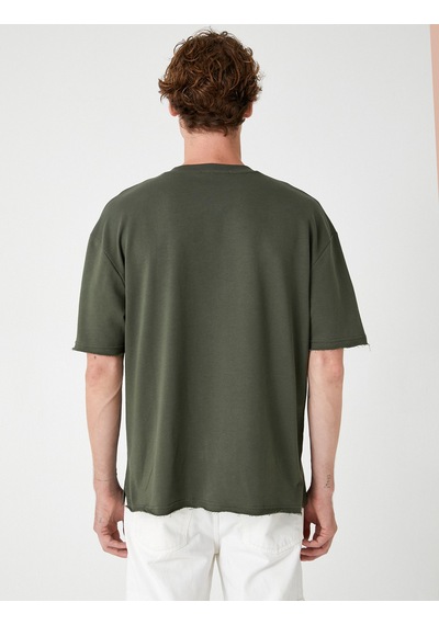 Koton Oversize Tişört Kısa Kollu Bisiklet Yaka Pamuklu Siyah 5wam10053hk Gri