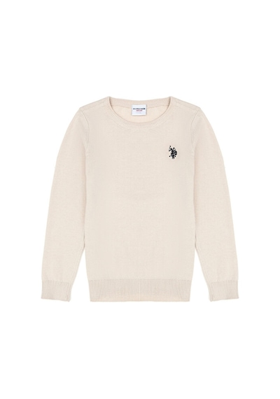 U.S. Polo Assn. Kız Çocuk Hardal Basic Bisiklet Yaka Kazak 50275851-vr072 Beyaz