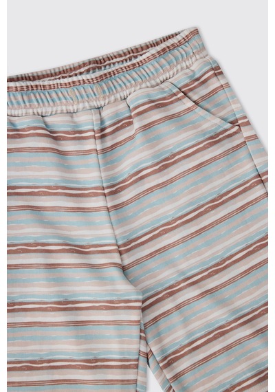 Panço Erkek Çocuk Bej 3'lü Pijama Takımı Krem