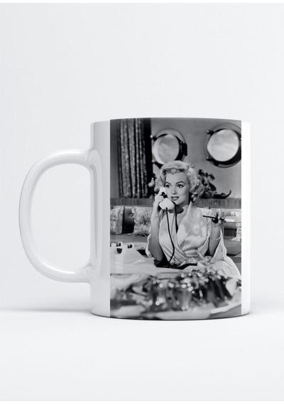 Marilyn Monroe Baskı Porselen Kupa Bardak Beyaz