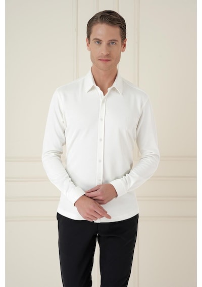 Efor G 1580 Slim Fit Ekru Klasik Gömlek Ekru