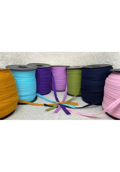 Karışık 1 Cm Eninde 7 Renk Dar Dokuma Şerit Balıksırtı Ekstrafor Şerit 7 Renk 21 Metre