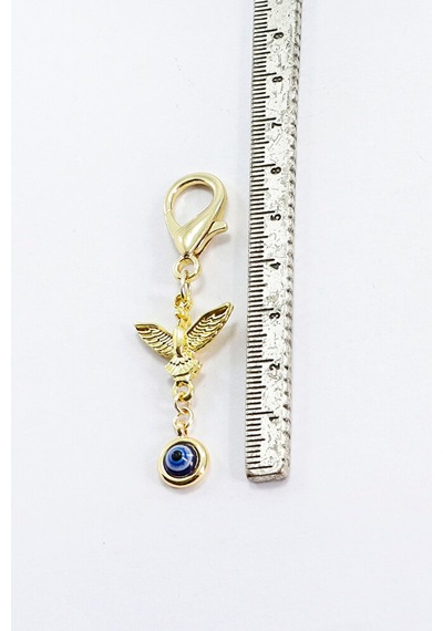 Metal Anka Kuşu Nazar Boncuğu Klipsli Cüzdan Süsü Charm Çanta Süs