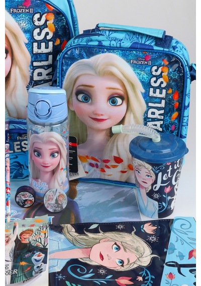 X Dekomus Lisanslı "fearless Collection" Elsa Frozen Okul Ve Kırtasiye Seti Okul,termoslu Beslenme Ve Kalem Çantası,matara,beslenme Kabı Altın