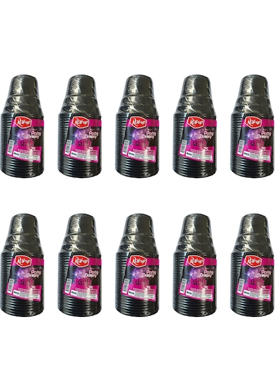 Roll-up Party Dreams Parti Davet Piknik Renkli Plastik Sert Mika Bardak - Siyah - 25'li 10 Paket Siyah
