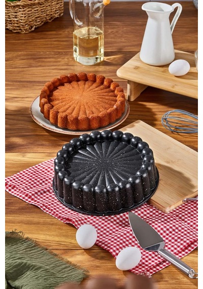 Granit Döküm Tart / Turta Kalıbı Kek Kalıbı 26 Cm Siyah