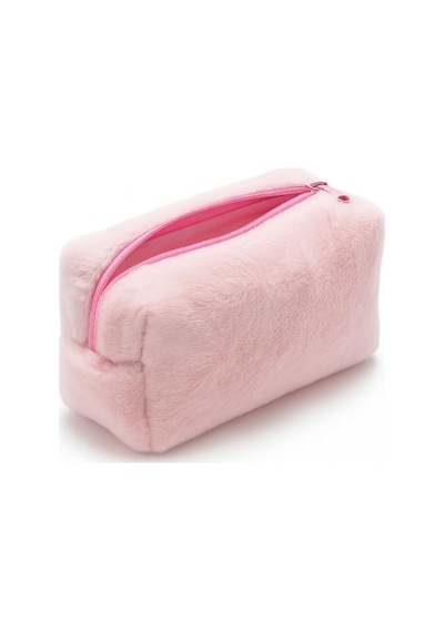 Peluş Yumuşacık Makyaj Çantası - Kozmetik Organizeri Pembe Çok Renkli