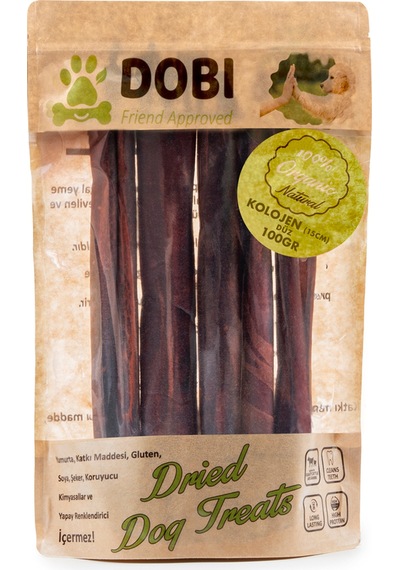 %100 Doğal Organik Kolojen Köpek Ödülü Düz Çubuk 100gr Katkısız, Yüksek Protein 15cm