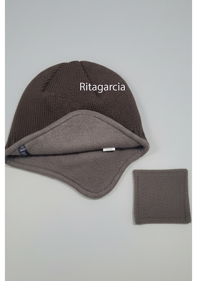 Ritagarcia Unisex Polar Astarlı Kulaklı Bere - Rüzgar Geçirmeyen Termal Kış Beresi Kahverengi