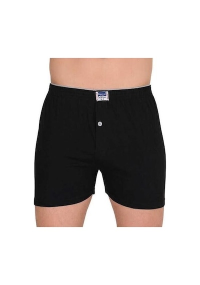 Berrak 1099 Düğmeli Erkek Boxer Penye  3'Lü Siyah