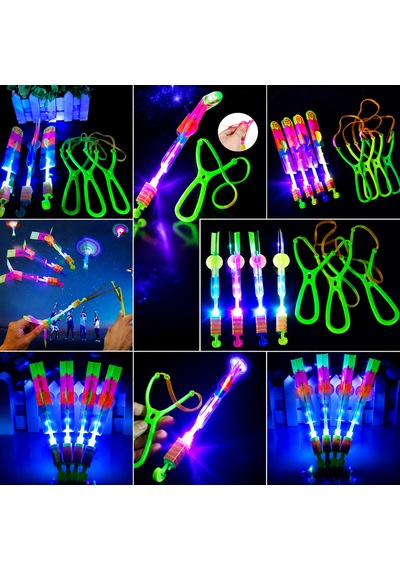 15 Adet Renkli Led Işıklı Sapan Düğmeli Model Renkli Uçan Ufo Oyuncak Işıklı Sapan Karne Hediyesi
