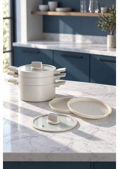 Acar Kitchen Beyond Ultimate Pro 7 Parça Tencere Seti Ekru