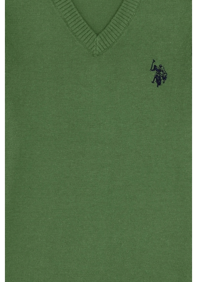 U.S. Polo Assn. Erkek Çocuk Yeşil Basic V Yaka Kazak 50294200-VR054