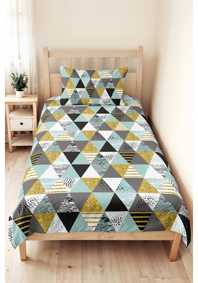 Geometrik Mint Genç Odası Tek Kişilik Pike Takımı - Sarı Gri Modern 160x220 Cm Kapitone Yatak Örtüsü Hafif Seramik Serabı Geometrik Mint Genç Odası Tek Kişilik Pike Takımı - Sarı Gri Modern 160x220 Cm Kapitone Yatak Örtüsü Hafif Seramik Serabı