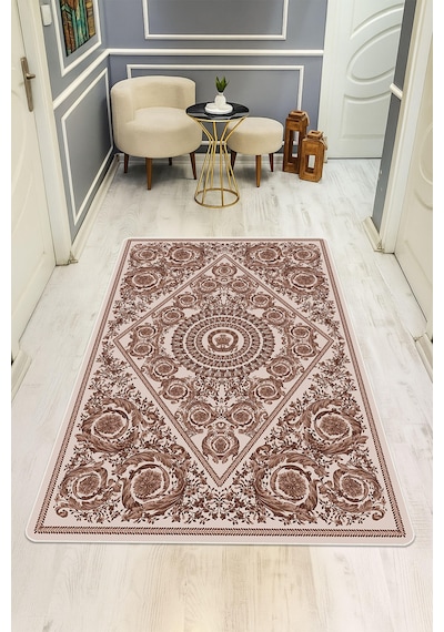 Modern Desenli Dijital Baskı Kaymaz Taban Halı H1096 Renkli
