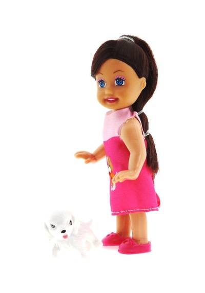 Cute Girl Köpek Figürlü Kumral Mini Bebek Nhr