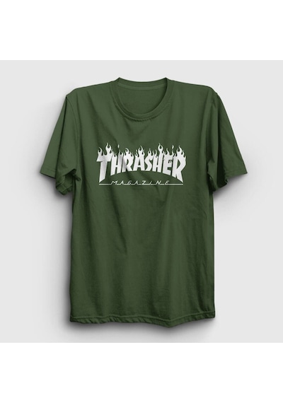 Noıssey Unisex Haki Logo V6 Thrasher T-shirt 279427tt