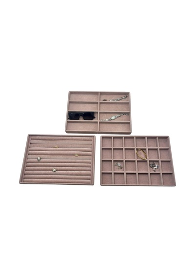 Bern Model Süet Kumaş Pembe Renk 34/24 Cm 3 Lü Takımtakı Sergileme Standı