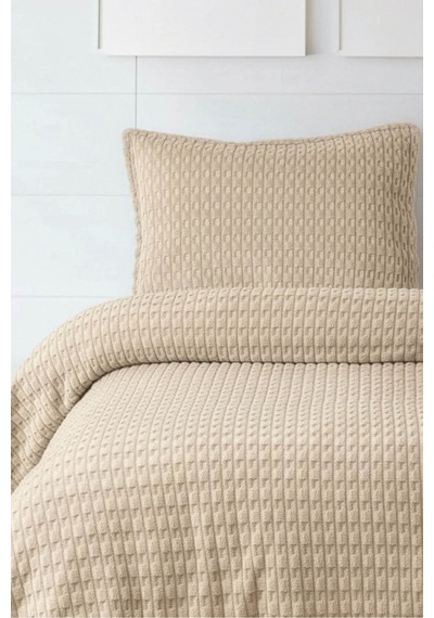 Merinos Modern Line Twist 2 Parça Tek Kişilik Battaniye Seti - Vizon