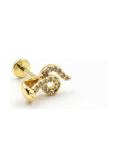 Gold Taşlı Yılan Tragus Helix Piercing Anti Alerjik, Kararma Yapmaz Çok Renkli
