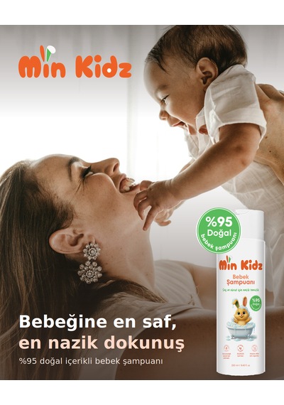 Min Kidz Dermatolojik Olarak Test Edilmiş Saç Vücut Şampuanı 250 Ml Hassas