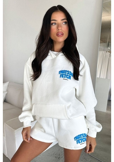 Thatsofetch Series 5 Sweatshirt - Beyaz Baskılı Oversize Kapüşonlu Beyaz