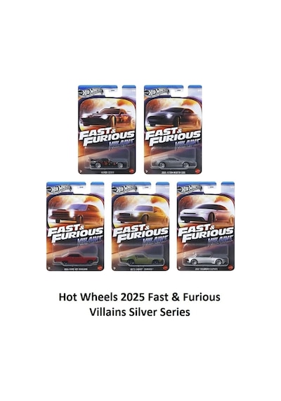 Hot Wheels Fast & Furious: Villains Silver Series 2025 - Hot Wheels 5'li Set Hnr88