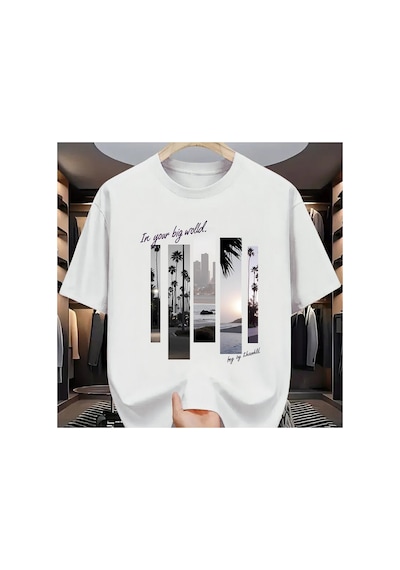 Caddemia Yaz Moda Rahat Spor Gevşek Moda Desen Baskılı Yuvarlak Boyun Kısa Kollu Tişö Beyaz 2XL Caddemia Yaz Moda Rahat Spor Gevşek Moda Desen Baskılı Yuvarlak Boyun Kısa Kollu Tişö Beyaz 2XL