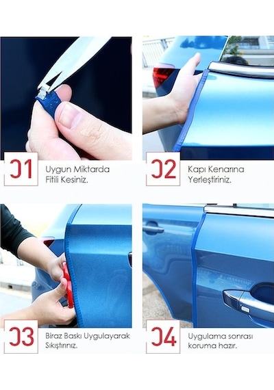 Tiger Marketing Mavi Kapı Koruma Fitili Çarpma Çizilme Önleyici Fitil 5 Metre