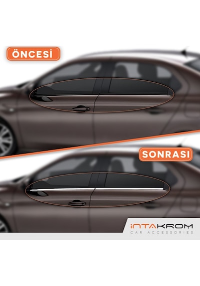 Peugeot 301 Krom Cam Çıtası 4 Parça Paslanmaz Çelik 2012 Ve Üzeri