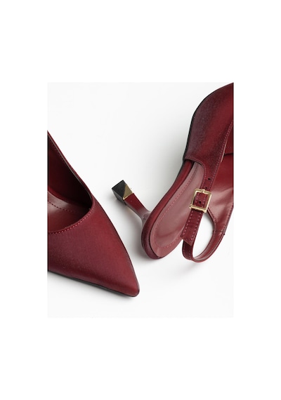 Suins Hope Model Kadın Stiletto Parlak Saten Ayakkabı Bordo