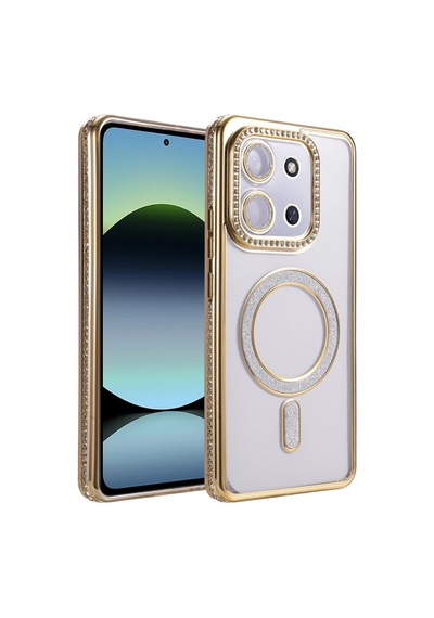 Xiaomi Redmi 15c 4g Joke Simli Magneticsafe Kılıf - Gold Renkli