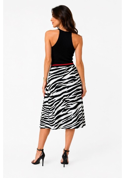 Neden Tekstil Kadın Zebra Desenli Midi Etek - Çok Renkli